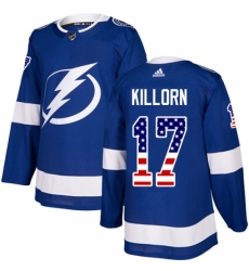 Youth Adidas Tampa Bay Lightning #17 Alex Killorn Authentic Blue USA Flag Fashion NHL Jersey