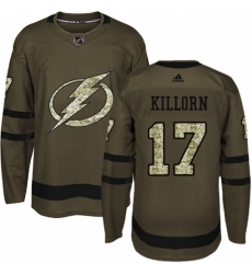 Youth Adidas Tampa Bay Lightning #17 Alex Killorn Authentic Green Salute to Service NHL Jersey