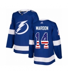 Men's Tampa Bay Lightning #14 Patrick Maroon Authentic Blue USA Flag Fashion Hockey Jersey