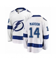 Men's Tampa Bay Lightning #14 Patrick Maroon Fanatics Branded White Away Breakaway Hockey Jersey