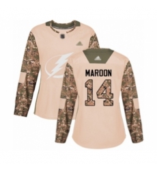 Women's Tampa Bay Lightning #14 Patrick Maroon Authentic Camo Veterans Day Practice Hockey Jersey