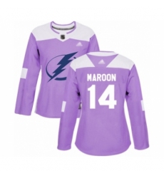 Women's Tampa Bay Lightning #14 Patrick Maroon Authentic Purple Fights Cancer Practice Hockey Jersey