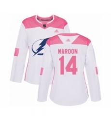 Women's Tampa Bay Lightning #14 Patrick Maroon Authentic White Pink Fashion Hockey Jersey