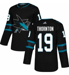 Men's Adidas San Jose Sharks #19 Joe Thornton Premier Black Alternate NHL Jersey