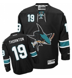 Men's Reebok San Jose Sharks #19 Joe Thornton Authentic Black Third NHL Jersey