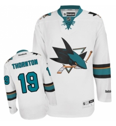 Men's Reebok San Jose Sharks #19 Joe Thornton Authentic White Away NHL Jersey