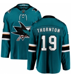 Youth San Jose Sharks #19 Joe Thornton Fanatics Branded Teal Green Home Breakaway NHL Jersey