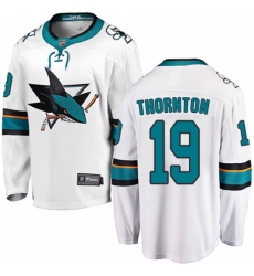 Youth San Jose Sharks #19 Joe Thornton Fanatics Branded White Away Breakaway NHL Jersey