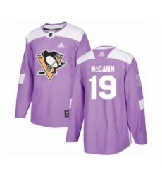 Men's Pittsburgh Penguins #19 Jared McCann Authentic Purple Fights Cancer Practice Hockey Jersey