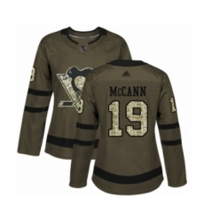 Women's Pittsburgh Penguins #19 Jared McCann Authentic Green Salute to Service Hockey Jersey