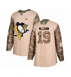 Youth Pittsburgh Penguins #19 Jared McCann Authentic Camo Veterans Day Practice Hockey Jersey