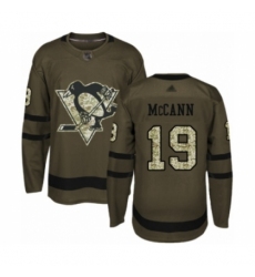 Youth Pittsburgh Penguins #19 Jared McCann Authentic Green Salute to Service Hockey Jersey