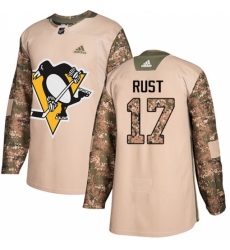 Men's Adidas Pittsburgh Penguins #17 Bryan Rust Authentic Camo Veterans Day Practice NHL Jersey