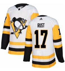 Men's Adidas Pittsburgh Penguins #17 Bryan Rust Authentic White Away NHL Jersey