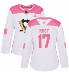 Women's Adidas Pittsburgh Penguins #17 Bryan Rust Authentic White/Pink Fashion NHL Jersey