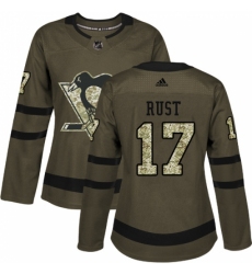 Women's Reebok Pittsburgh Penguins #17 Bryan Rust Authentic Green Salute to Service NHL Jersey