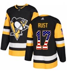 Youth Adidas Pittsburgh Penguins #17 Bryan Rust Authentic Black USA Flag Fashion NHL Jersey