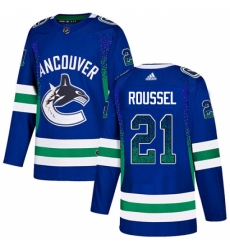 Men's Adidas Vancouver Canucks #21 Antoine Roussel Authentic Blue Drift Fashion NHL Jersey