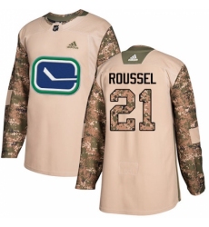 Men's Adidas Vancouver Canucks #21 Antoine Roussel Authentic Camo Veterans Day Practice NHL Jersey