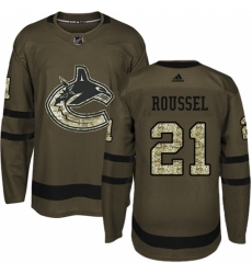 Men's Adidas Vancouver Canucks #21 Antoine Roussel Authentic Green Salute to Service NHL Jersey