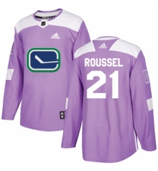 Men's Adidas Vancouver Canucks #21 Antoine Roussel Authentic Purple Fights Cancer Practice NHL Jersey