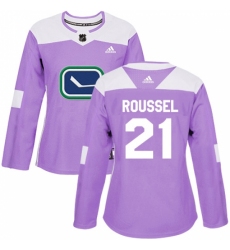 Women's Adidas Vancouver Canucks #21 Antoine Roussel Authentic Purple Fights Cancer Practice NHL Jersey