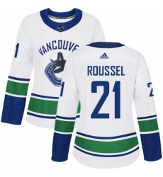 Women's Adidas Vancouver Canucks #21 Antoine Roussel Authentic White Away NHL Jersey