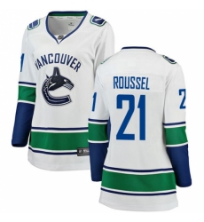 Women's Vancouver Canucks #21 Antoine Roussel Fanatics Branded White Away Breakaway NHL Jersey