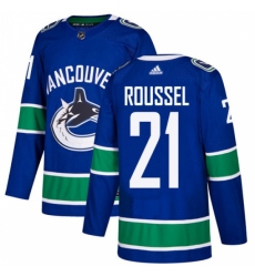 Youth Adidas Vancouver Canucks #21 Antoine Roussel Authentic Blue Home NHL Jersey