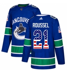 Youth Adidas Vancouver Canucks #21 Antoine Roussel Authentic Blue USA Flag Fashion NHL Jersey