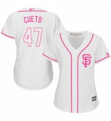 Women's Majestic San Francisco Giants #47 Johnny Cueto Authentic White Fashion Cool Base MLB Jersey