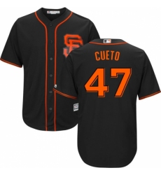 Youth Majestic San Francisco Giants #47 Johnny Cueto Authentic Black Alternate Cool Base MLB Jersey