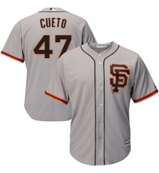 Youth Majestic San Francisco Giants #47 Johnny Cueto Replica Grey Road 2 Cool Base MLB Jersey