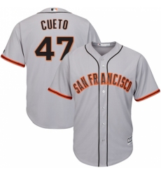 Youth Majestic San Francisco Giants #47 Johnny Cueto Replica Grey Road Cool Base MLB Jersey