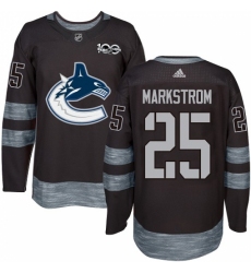 Men's Adidas Vancouver Canucks #25 Jacob Markstrom Authentic Black 1917-2017 100th Anniversary NHL Jersey