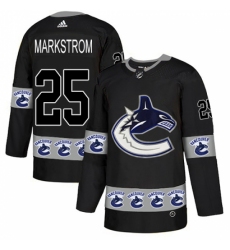 Men's Adidas Vancouver Canucks #25 Jacob Markstrom Authentic Black Team Logo Fashion NHL Jersey