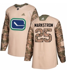 Men's Adidas Vancouver Canucks #25 Jacob Markstrom Authentic Camo Veterans Day Practice NHL Jersey