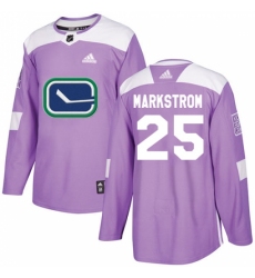 Men's Adidas Vancouver Canucks #25 Jacob Markstrom Authentic Purple Fights Cancer Practice NHL Jersey