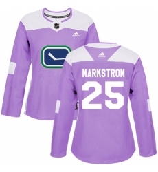 Women's Adidas Vancouver Canucks #25 Jacob Markstrom Authentic Purple Fights Cancer Practice NHL Jersey