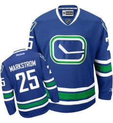 Women's Reebok Vancouver Canucks #25 Jacob Markstrom Premier Royal Blue Third NHL Jersey