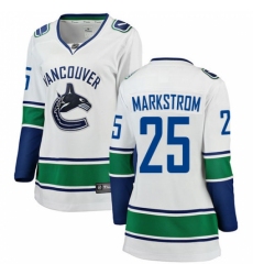 Women's Vancouver Canucks #25 Jacob Markstrom Fanatics Branded White Away Breakaway NHL Jersey