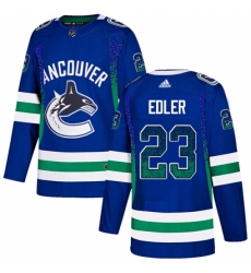 Men's Adidas Vancouver Canucks #23 Alexander Edler Authentic Blue Drift Fashion NHL Jersey