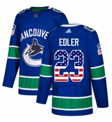 Men's Adidas Vancouver Canucks #23 Alexander Edler Authentic Blue USA Flag Fashion NHL Jersey