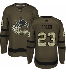 Men's Adidas Vancouver Canucks #23 Alexander Edler Authentic Green Salute to Service NHL Jersey