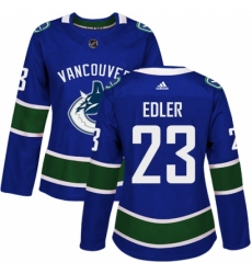 Women's Adidas Vancouver Canucks #23 Alexander Edler Authentic Blue Home NHL Jersey