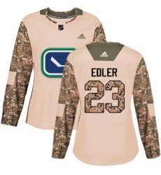 Women's Adidas Vancouver Canucks #23 Alexander Edler Authentic Camo Veterans Day Practice NHL Jersey