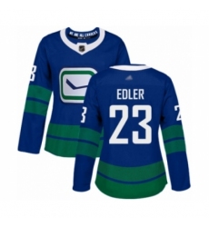 Women's Vancouver Canucks #23 Alexander Edler Authentic Royal Blue Alternate Hockey Jersey