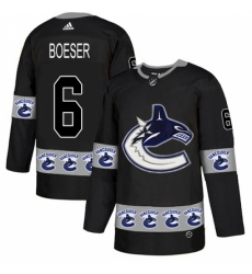 Men's Adidas Vancouver Canucks #6 Brock Boeser Authentic Black Team Logo Fashion NHL Jersey