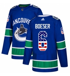 Men's Adidas Vancouver Canucks #6 Brock Boeser Authentic Blue USA Flag Fashion NHL Jersey