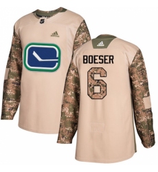 Men's Adidas Vancouver Canucks #6 Brock Boeser Authentic Camo Veterans Day Practice NHL Jersey